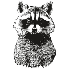 Engrave raccoon illustration in vintage hand drawing style