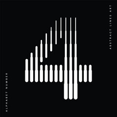 Number 4 with Abstract Line Pattern
