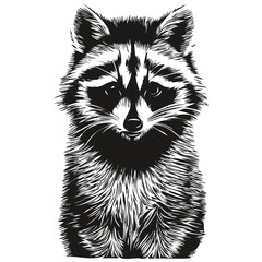 Fototapeta na wymiar Realistic raccoon vector, hand drawn animal illustration
