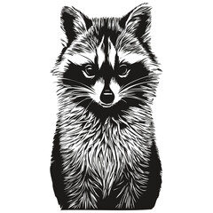Vector image of silhouette of a raccoon on a white background © Сергей Тарасюк
