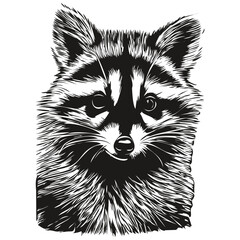 Vintage engrave isolated raccoon illustration cut ink sketch