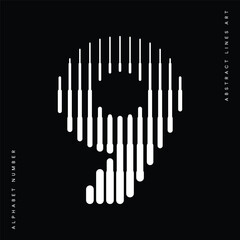 Number 9 with Abstract Line Pattern