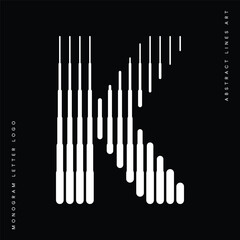 Letter K Logo with Abstract Line Pattern