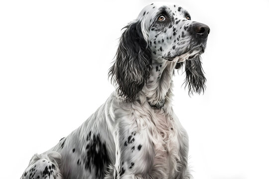 Majestic English Setter Dog on White Background - Discover the Beauty of This Elegant Breed