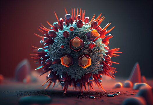 Rabies Virus 3D Illustration. Generative AI