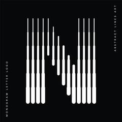 Letter N Logo with Abstract Line Pattern