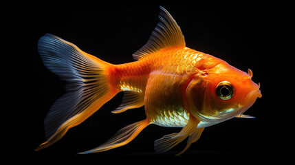 Gold Fish Isolated on Black Background. Generative Ai