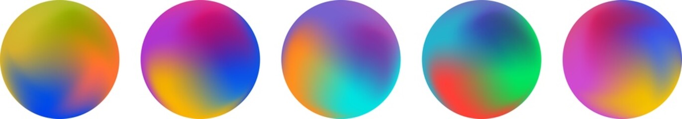 Circle holographic gradients set. PNG