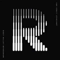 Letter R Logo with Abstract Line Pattern