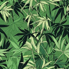 A seamless pattern of bamboo leaves. SEAMLESS BAMBOO WALLPAPER. © Gogi