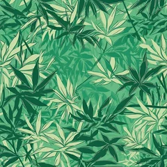 A seamless pattern of bamboo leaves. SEAMLESS BAMBOO WALLPAPER. © Gogi