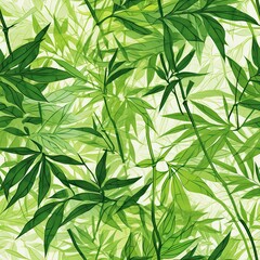 A seamless pattern of bamboo leaves. SEAMLESS BAMBOO WALLPAPER. © Gogi