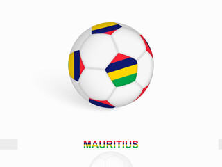 Obraz premium Soccer ball with the Mauritius flag, football sport equipment.