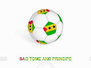 Soccer ball with the Sao Tome and Principe flag, football sport equipment.