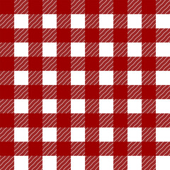 Checkered pattern red and white. Gingham seamless for tablecloth. Geometric pattern for textiles