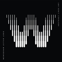 Letter W Logo with Abstract Line Pattern