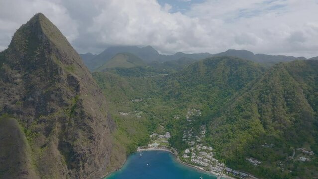 The turquoise waters of St. Lucia stand in contrast to Petit Piton