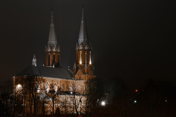Church of Apostle Evangelist St. Matthew in Anyksciai at Night