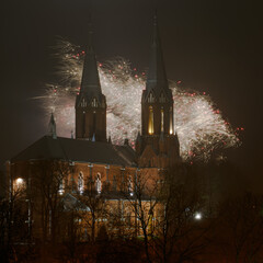fireworks behind the Church on New years eve