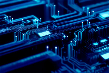 Abstract computer chip images, big data, and technological concepts