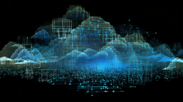 Cloud computing technology concept wallpaper background Generative AI
