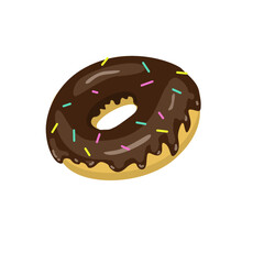 Chocolate donut isolated on white background. Chocolate doughnut vector. 