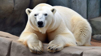Fototapeta na wymiar A fluffy polar bear with fluffy white fur Generative AI