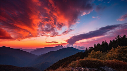 Fototapeta na wymiar sunset over the mountains Generative AI
