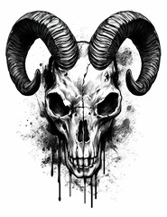 Goat Skull, head, graphical resource for logo design, graphic design, t shirts. Generative AI