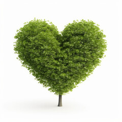 Green heart shape tree. Illustration AI Generative.