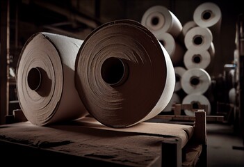 paper rolls for press recycling in factory pulp and paper industry. Generative AI