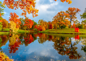 Alexander park in autumn, Pushkin (Tsarskoe Selo), St. Petersburg, Russia