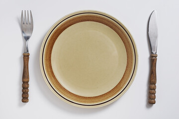 Plate with fork and knife