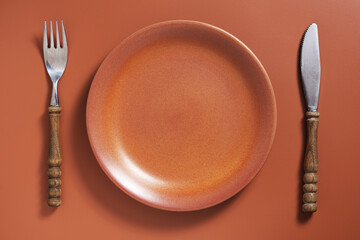 Plate with fork and knife