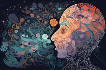 Complex Human Thought Process Abstract Illustration