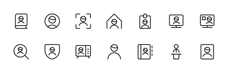 Man user icon vector set. Profile and people silhouette collection. Editable Stroke. and Suitable for Web Page, Mobile App, UI, UX design.