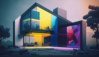 Abstract Illustration of a modern house, generative AI