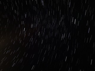 Long exposure photography of trails of sky stars. Gorgeous star picture. Wadi Rum, Jordan