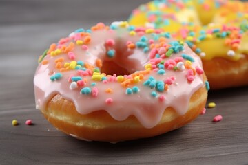 Colorful Donuts Served on a Table Generative AI