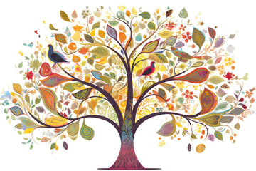 Obraz premium Colorful Tree Illustration on White Background