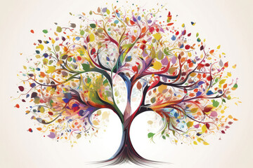 Obraz na płótnie Canvas Colorful Tree Illustration on White Background