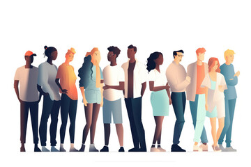 Fototapeta premium Diverse Group of People Standing Together on White Background
