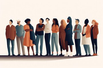 Obraz premium Diverse Group of People Standing Together on White Background