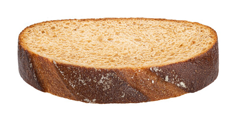 Rye bread slice isolated on white background, full depth of field