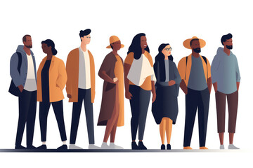 Obraz premium Diverse Group of People Standing Together on White Background
