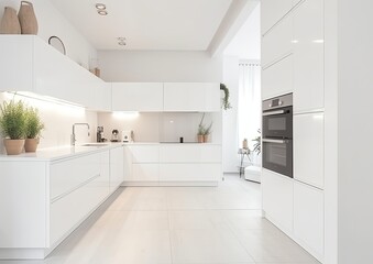 Fototapeta na wymiar modern bright kitchen, interior design, generative ai