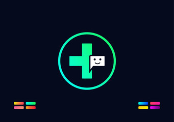 Obraz premium Circle sign Medical app letter P with chat symbol