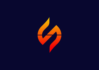 Fire Burn Modern gradient letter S