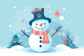 Happy Holiday Wishes: Merry Christmas and a Joyous New Year with a Cheerful Snowman, Generative AI