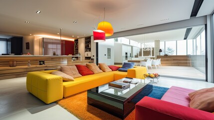 Luxurious Modern Interior Design: Furnish Your Home with Style, Inside A Super Modern and Colorful House: Generative AI